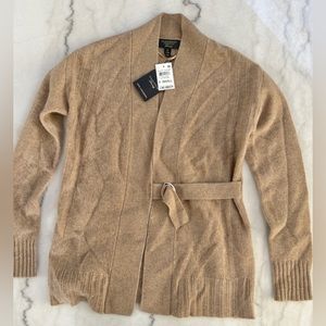 NWT Charter Club 100% Cashmere Cardigan Wrap Sweater XS Camel Desert Sunrise